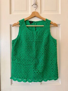 Talbots Emerald Green Crochet Lace Tank Top